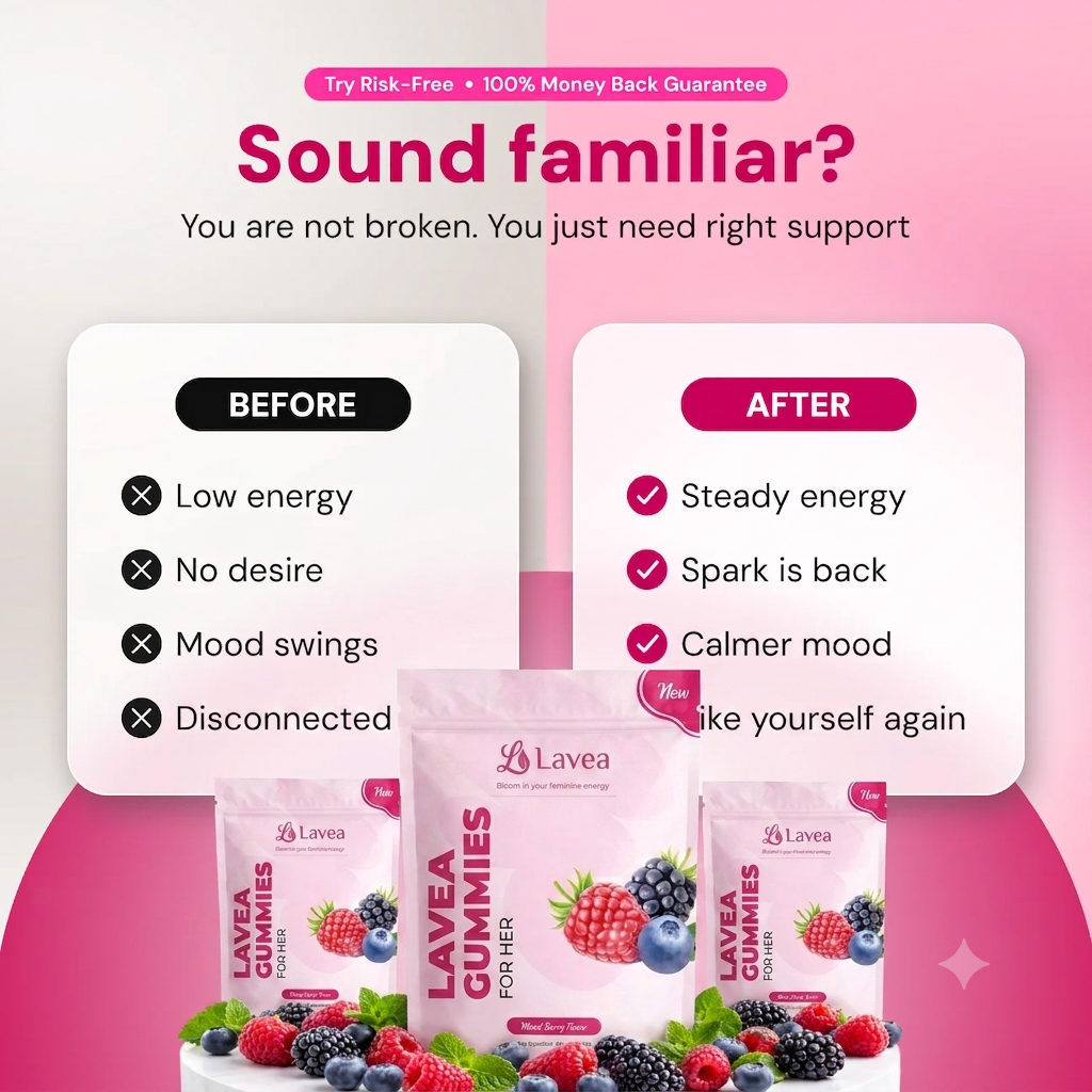 Before and after using Lavea Gummies for Her