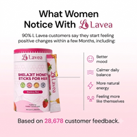 Lavea Shilajit Honey Sticks lifestyle shot with matcha