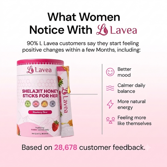Lavea Shilajit Honey Sticks lifestyle shot with matcha